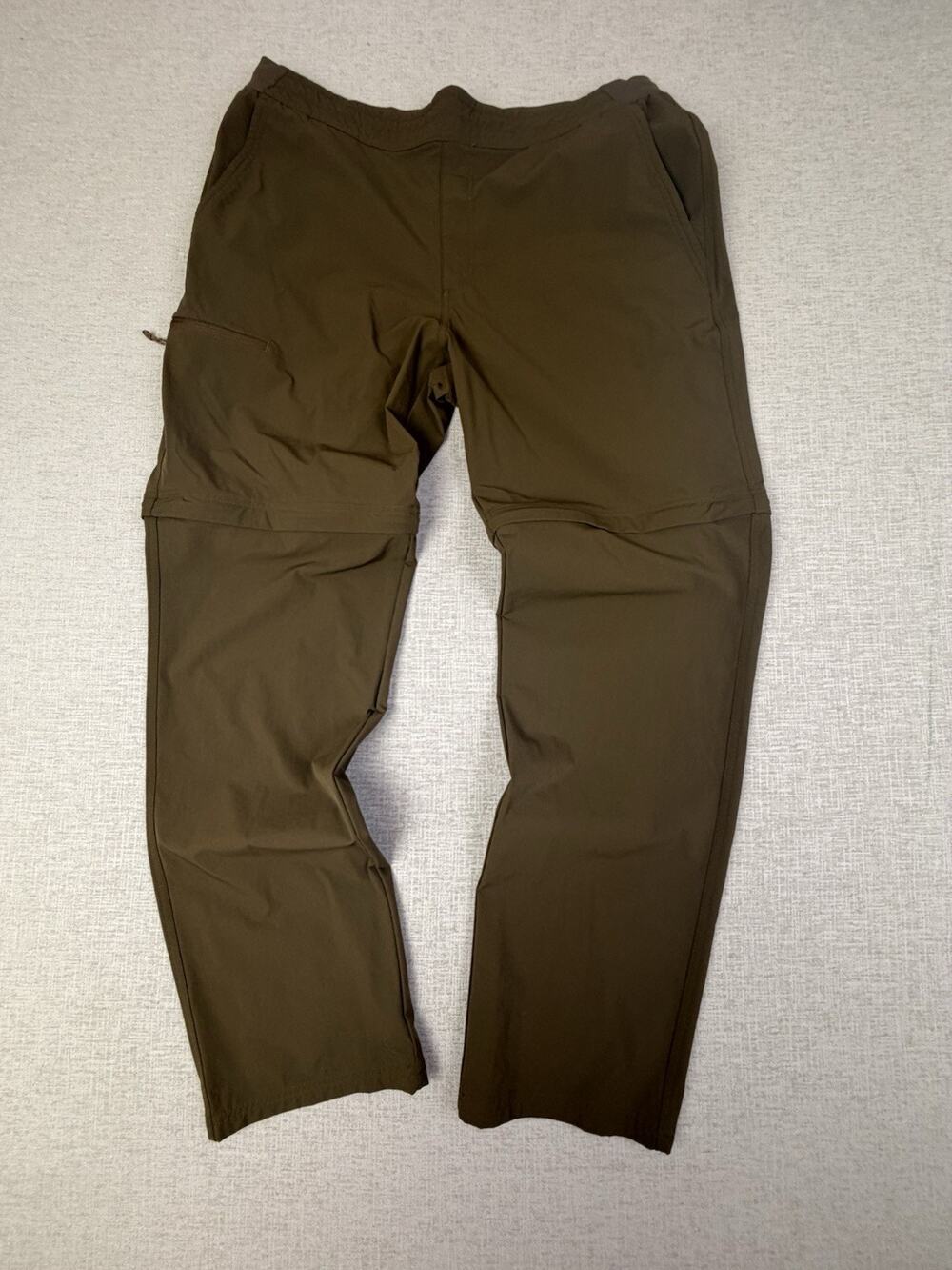 REI Co-op Mens XL Tall Convertible Hiking Pants Brown Stretch Nylon Zip Off